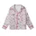 Women's Intricate Pastel Pink Illustrative Butterfly Scatter with Blue, Lavender, Grey, Mauve Accents Kid Satin Pajamas Set - 2