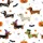 Dachshund Lovers' Whimsical Halloween Dachshund Costumes Pattern with Skeletons, Witches, Bats, Pumpkins, & Ghosts in Orange, Purple, Green Satin Short-Sleeve Pajamas Set - 4