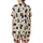 Festive Cat Lovers' Whimsical Black Cat Holiday Pattern with Red Santa Hats, Green Lights & Christmas Trees on Cream Satin Short-Sleeve Pajamas Set - 3