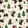 Festive Cat Lovers' Whimsical Black Cat Holiday Pattern with Red Santa Hats, Green Lights & Christmas Trees on Cream Satin Short-Sleeve Pajamas Set - 4