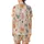 Christmas Cat Lovers' Whimsical Peach Festive Felines, Holly, Gifts & Golden Stars Pattern Satin Short-Sleeve Pajamas Set - 3