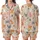Christmas Cat Lovers' Whimsical Peach Festive Felines, Holly, Gifts & Golden Stars Pattern Satin Short-Sleeve Pajamas Set - 1