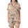 Christmas Cat Lovers' Whimsical Peach Festive Felines, Holly, Gifts & Golden Stars Pattern Satin Short-Sleeve Pajamas Set - 2