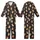 Sweet Style Enthusiasts' Charcoal Black Plush Caramel Bear Hearts Orange Flowers Seamless Pattern Kid Satin Pajamas Set - 1