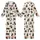 Festive Cat Lovers' Whimsical Black Cat Holiday Pattern with Red Santa Hats, Green Lights & Christmas Trees on Cream Kid Satin Pajamas Set - 1
