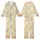 Cat Lovers' Kawaii Calico Cat Boba Tea Pastel Yellow Polka Dot Pattern with Taupe Paw Prints Light Orange Hearts Kid Satin Pajamas Set - 1