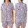 Cat Lovers' Whimsical Flat White Cartoon Cats, Black Paw Prints & Yarn Balls on Light Lavender Pattern Satin Short-Sleeve Pajamas Set - 1