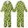 Cat Lovers' Vibrant Lime Green Black Cat Silhouette Heart Pattern with Blue Eye Detail Kid Satin Pajamas Set - 1