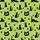 Cat Lovers' Vibrant Lime Green Black Cat Silhouette Heart Pattern with Blue Eye Detail Kid Satin Pajamas Set - 4