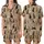 Cat Lovers' Warm Beige Seamless Pattern Diverse Rear-View Cats Calico Tabby Tuxedo Cream Black Gray Brown Fur Satin Short-Sleeve Pajamas Set - 1