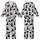 Cat Lovers' Whimsical Black Cat Pattern on Light Heather Gray, Playful Poses, White Eyes, Teal Pupils, Cartoon Style Kid Satin Pajamas Set - 1