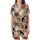 Cat Lovers' Whimsical Diverse Cat Pattern with Painterly Calico Tuxedo Tabby Felines on Blush Beige Satin Short-Sleeve Pajamas Set - 2