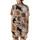 Cat Lovers' Whimsical Diverse Cat Pattern with Painterly Calico Tuxedo Tabby Felines on Blush Beige Satin Short-Sleeve Pajamas Set - 3