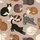 Cat Lovers' Whimsical Diverse Cat Pattern with Painterly Calico Tuxedo Tabby Felines on Blush Beige Satin Short-Sleeve Pajamas Set - 4