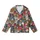 Animal Lovers' All-Over Whimsical Winter Cats Foxes Owls Colorful Knitted Beanie Pattern Kid Satin Pajamas Set - 2