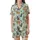 Festive Cat Lovers' Whimsical Mint Green Christmas Cats Pattern with Red Santa Hats & Holly Satin Short-Sleeve Pajamas Set - 2