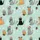 Festive Cat Lovers' Whimsical Mint Green Christmas Cats Pattern with Red Santa Hats & Holly Satin Short-Sleeve Pajamas Set - 4