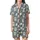 Cat Lovers' Dusty Blue Whimsical Naive Cartoon Cats Musical Play Pattern Satin Short-Sleeve Pajamas Set - 2