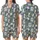 Cat Lovers' Dusty Blue Whimsical Naive Cartoon Cats Musical Play Pattern Satin Short-Sleeve Pajamas Set - 1