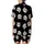Cat Lovers' Illustrative Grunge Curious Cat Faces Blue Eyed Scattered Pattern Colorful Paint Splatters Black Satin Short-Sleeve Pajamas Set - 3