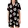 Cat Lovers' Illustrative Grunge Curious Cat Faces Blue Eyed Scattered Pattern Colorful Paint Splatters Black Satin Short-Sleeve Pajamas Set - 2