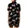 Cat Lovers' Whimsical Black Playful Hand-Drawn Cartoon Cats Seamless Pattern with Muted Greys Pink Lavender & Orange Accents Satin Short-Sleeve Pajamas Set - 3