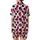 Cat Lovers' Whimsical Cream Hot Pink Flat Color Cartoon Cats Blue Apples Polka Dots Pattern Satin Short-Sleeve Pajamas Set - 3