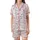 Cat Lovers' Adorable Plump Pastel Pink Cartoon Cats Strawberry Bow Pattern Satin Short-Sleeve Pajamas Set - 2
