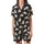 Cat Lovers' Charcoal Black Playful Sleepy Cartoon Cat Pattern Pale Off-White & Beige Kittens White 'cute cat' Text Satin Short-Sleeve Pajamas Set - 2