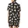 Cat Lovers' Charcoal Black Playful Sleepy Cartoon Cat Pattern Pale Off-White & Beige Kittens White 'cute cat' Text Satin Short-Sleeve Pajamas Set - 3