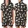 Cat Lovers' Charcoal Black Playful Sleepy Cartoon Cat Pattern Pale Off-White & Beige Kittens White 'cute cat' Text Satin Short-Sleeve Pajamas Set - 1