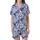 Women's Hand-Drawn Vintage Chintz Sapphire Azure Blue Rose Peony Leafy Botanical Pattern Satin Short-Sleeve Pajamas Set - 2
