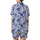Women's Hand-Drawn Vintage Chintz Sapphire Azure Blue Rose Peony Leafy Botanical Pattern Satin Short-Sleeve Pajamas Set - 3