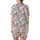 Kawaii Cat Lovers' Seamless Pastel Pink Blue Peach Lavender Cartoon Cats Pattern with Whimsical Yarn Balls Bows Satin Short-Sleeve Pajamas Set - 3