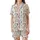Cat Lovers' Kawaii Cartoon Cats All Over Print White Tan Grey Orange Brown Playful Pattern Satin Short-Sleeve Pajamas Set - 2