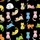 Cat Lovers' Playful Cartoon Cats Seamless Pattern with Multi-color Flat Art on Black Kid Satin Pajamas Set - 4