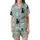 Cat Lovers' Playful Multi-Color Cartoon Cats Light Teal Flat Illustrative Seamless All-Over Print Pattern Satin Short-Sleeve Pajamas Set - 2
