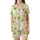 Cat Lovers' Whimsical Hand-Drawn White Chubby Cartoon Cats Pastel Yellow Seamless Pattern with Pink Tulips & Hearts Satin Short-Sleeve Pajamas Set - 2