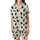 Cat Lovers' Minimalist Black Cat Silhouette Playful Poses Off-White Pale Lime Green Moon Star Pattern Satin Short-Sleeve Pajamas Set - 2