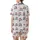 Whimsical Cat Lovers' Hand-Drawn Cute Feline Faces Hot Pink Polka Dot Bows White Pattern Satin Short-Sleeve Pajamas Set - 3