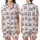 Whimsical Cat Lovers' Hand-Drawn Cute Feline Faces Hot Pink Polka Dot Bows White Pattern Satin Short-Sleeve Pajamas Set - 1