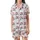Whimsical Cat Lovers' Hand-Drawn Cute Feline Faces Hot Pink Polka Dot Bows White Pattern Satin Short-Sleeve Pajamas Set - 2