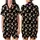 Cat Lovers' Realistic Calico Cat Faces Pattern Orange White Black Fur Vivid Green-Yellow Eyes Solid Black Background Satin Short-Sleeve Pajamas Set - 1