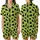 Cat Lovers' Playful Black Cat & Tiny Mouse Silhouette All-Over Vibrant Lime Green Design Satin Short-Sleeve Pajamas Set - 1