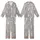 Cute Cat Enthusiasts' Whimsical Fluffy Grey White Kittens Blue Eyes Pink Paw Pads Green Leaf Branches Heather Grey Pattern Kid Satin Pajamas Set - 1