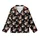 Cat Lovers' Realistic Calico Cat Faces Pattern Orange White Black Fur Vivid Green-Yellow Eyes Solid Black Background Kid Satin Pajamas Set - 2