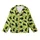 Cat Lovers' Playful Black Cat & Tiny Mouse Silhouette All-Over Vibrant Lime Green Design Kid Satin Pajamas Set - 2