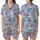Whimsical Animal & Sushi Lovers' Cartoon Pastel Pink Blue Periwinkle Tropical Sushi Picnic Palm Pattern Satin Short-Sleeve Pajamas Set - 1