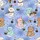 Whimsical Animal & Sushi Lovers' Cartoon Pastel Pink Blue Periwinkle Tropical Sushi Picnic Palm Pattern Satin Short-Sleeve Pajamas Set - 4