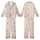 Cozy Aesthetic Lovers' Pale Blush Scattered Woodland Creatures Pattern Sage Green & Cranberry Accents Kid Satin Pajamas Set - 1